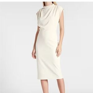 Express Ivory Draped Mock Neck Sheath Dress New with tags - Size Medium